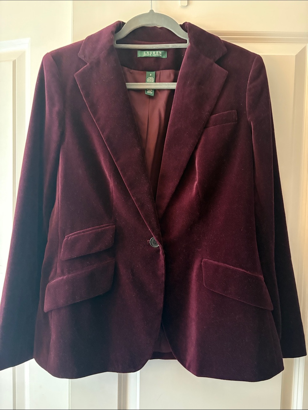 Ralph Lauren Deep Burgundy Velvet Blazer